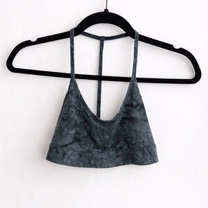 Tie-Back Sports Bralette in Charcoal Tie-Dye